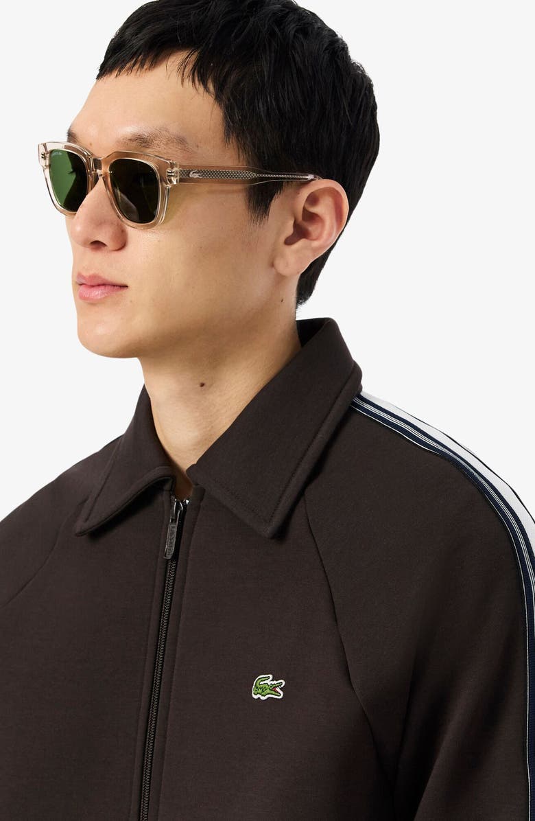 Lacoste Double Face Cotton Blend Zip Sweatshirt, Alternate, color, Brown