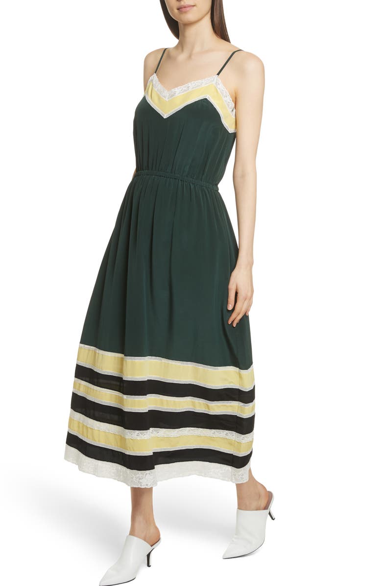 Robert Rodriguez Lace Trim Silk Slipdress, Alternate, color, 