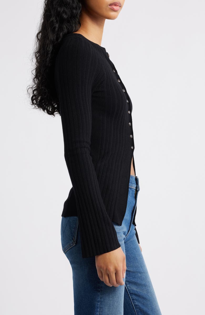 Free People East Side Rib Cardigan, Alternate, color, Black