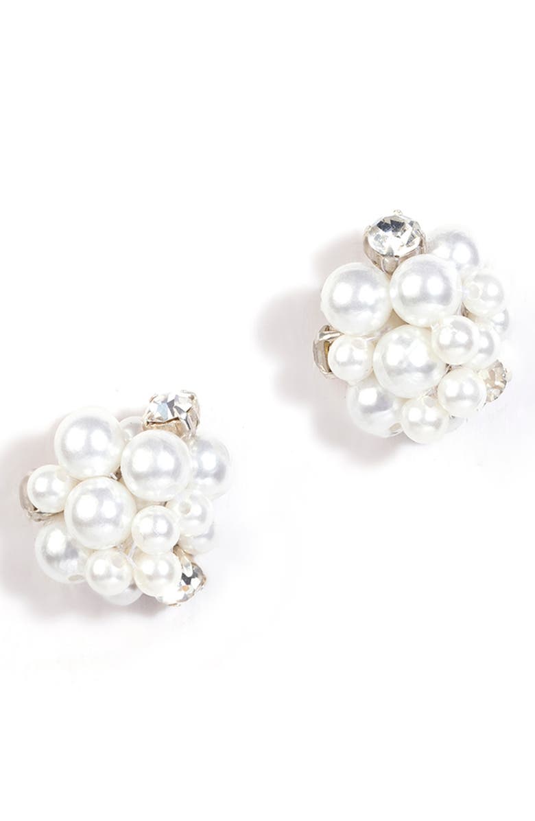 Deepa Gurnani Shefali Imitation Pearl Earrings, Main, color, Ivory