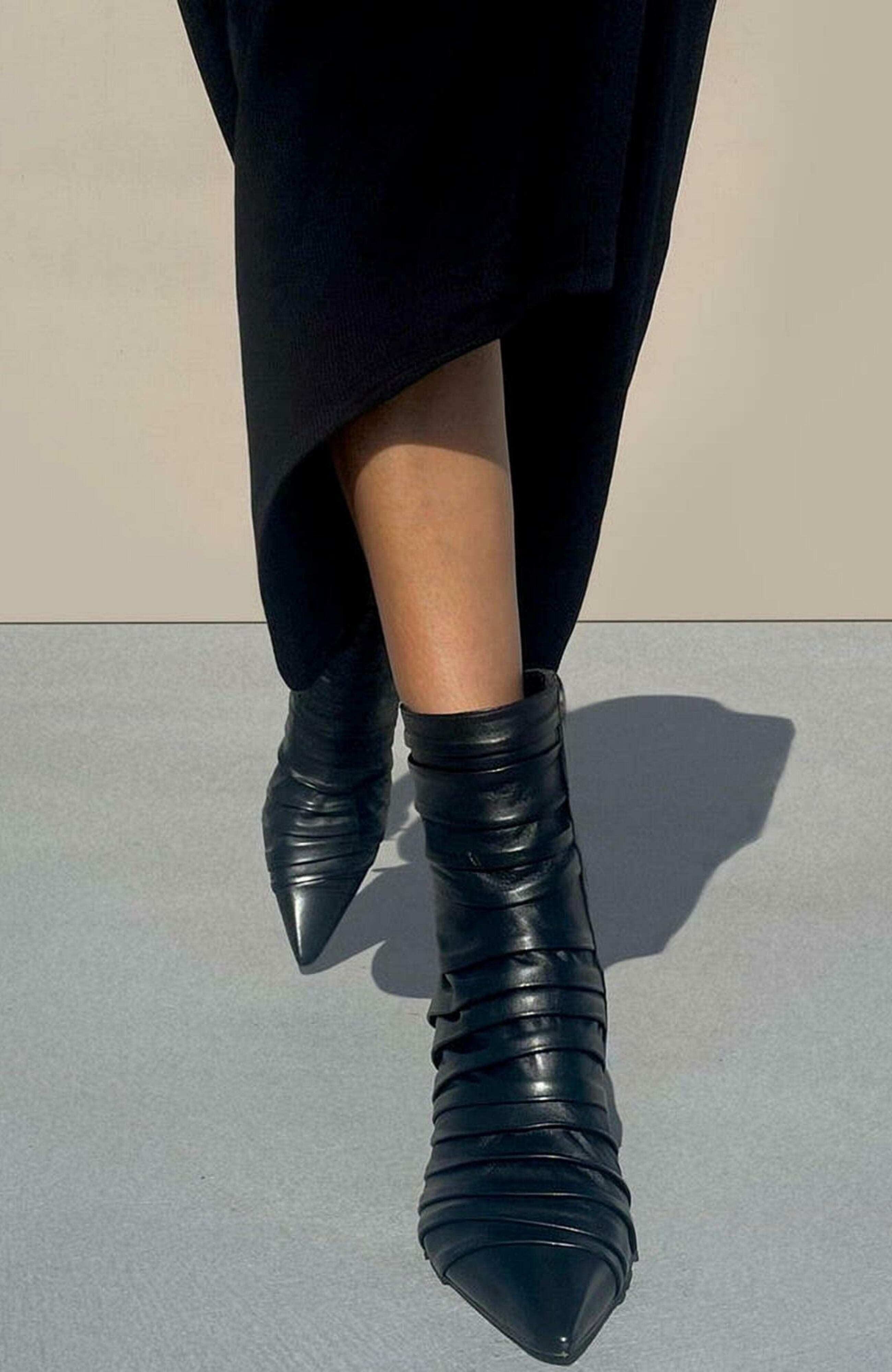 Neil J. Rodgers Plisse Ankle Boot, Alternate, color, Black Nappa