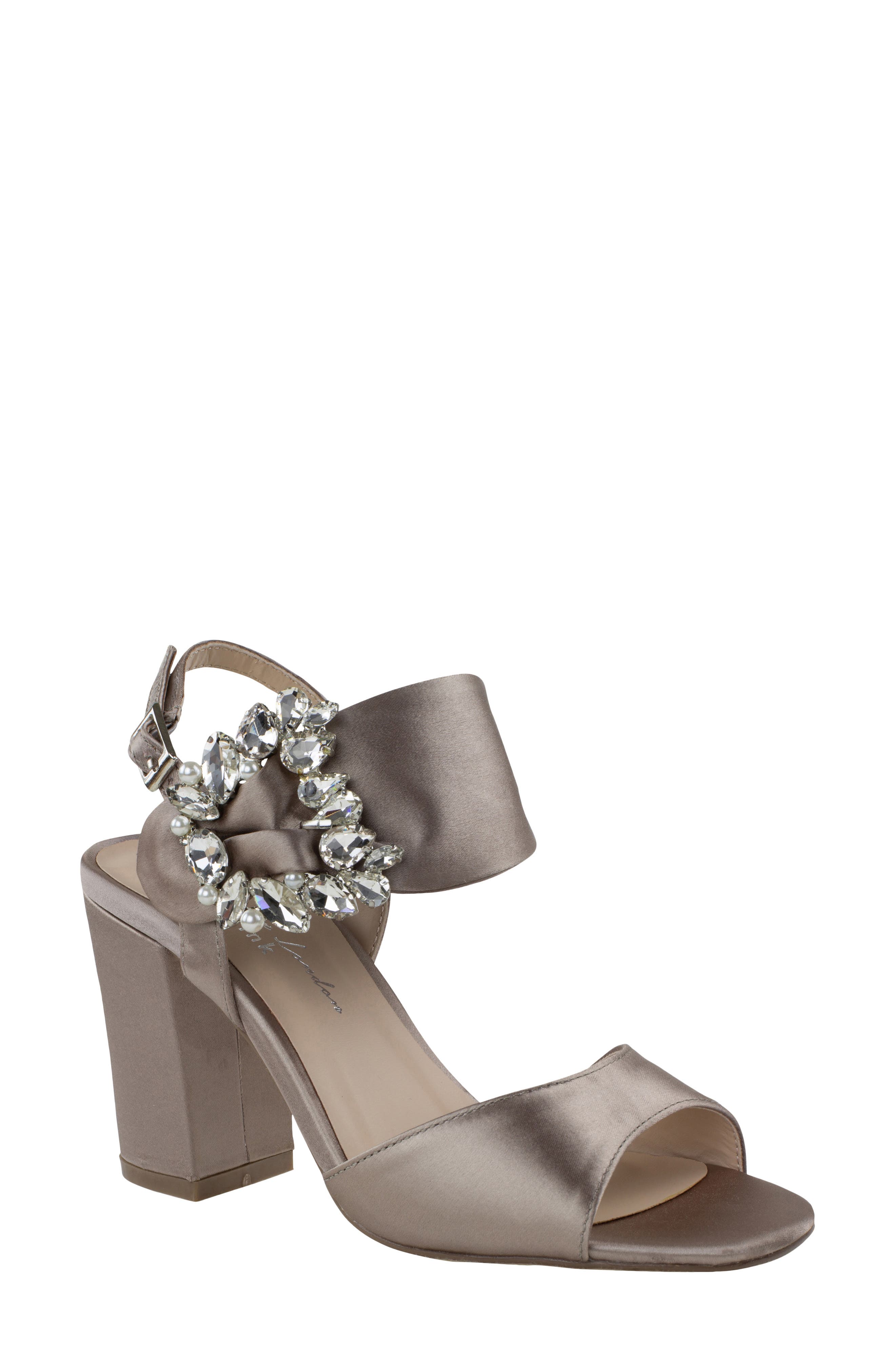 Paradox London Pink Manhattan Embellished Sandal, Main, color, Taupe Satin