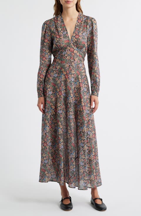 Charleston Floral Long Sleeve Cotton Maxi Dress