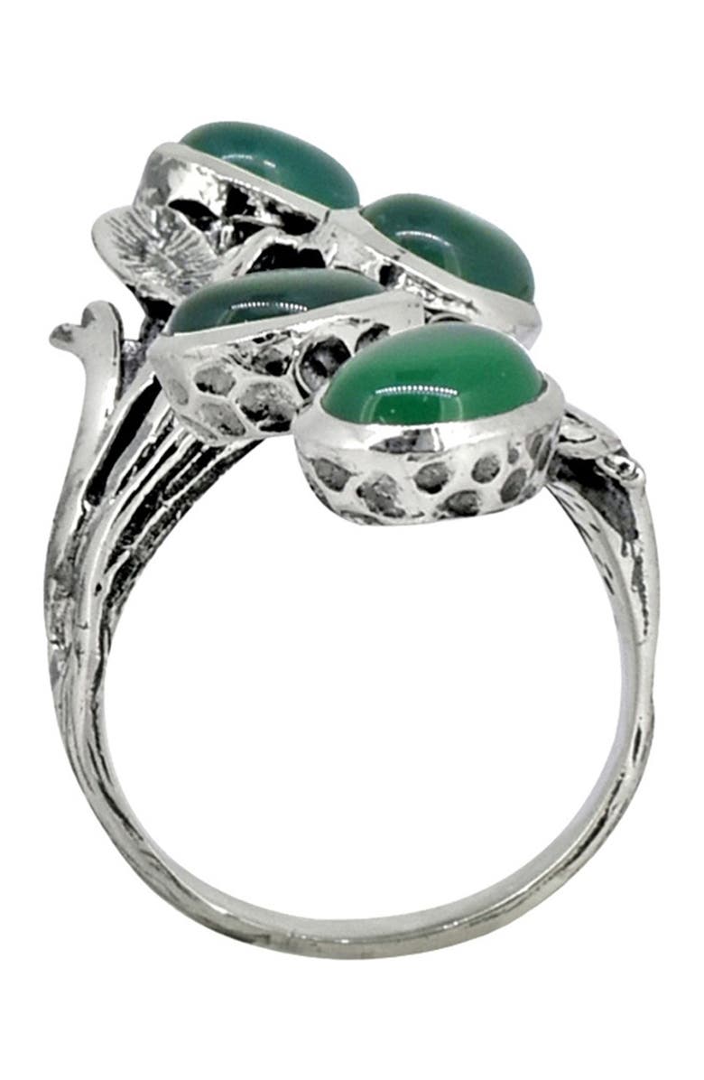 NITYA Green Onyx Statement Leaf Sterling Silver Ring, Alternate, color,