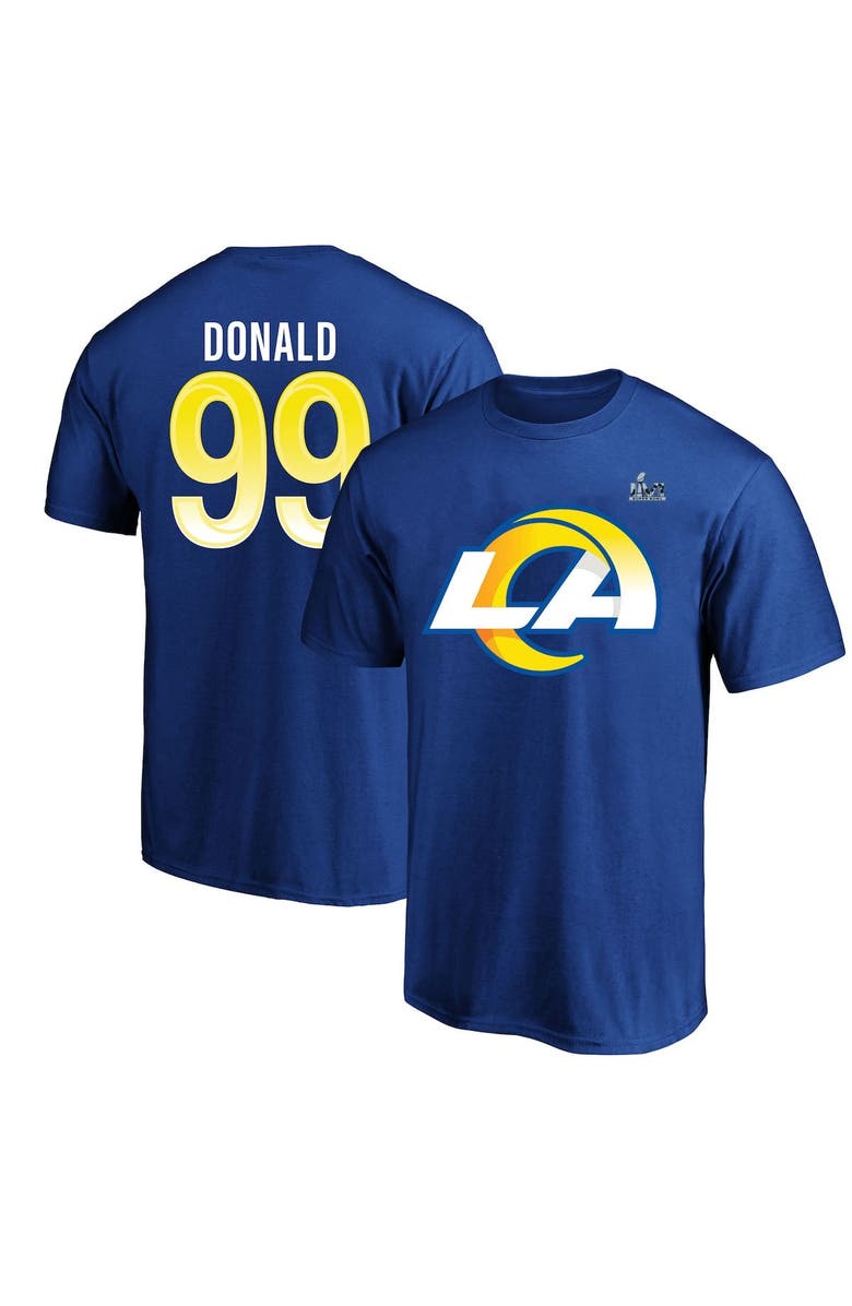 FANATICS Men's Fanatics Branded Aaron Donald Royal Los Angeles Rams Super Bowl LVI Bound Big & Tall Name & Number T-Shirt, Alternate, color, 