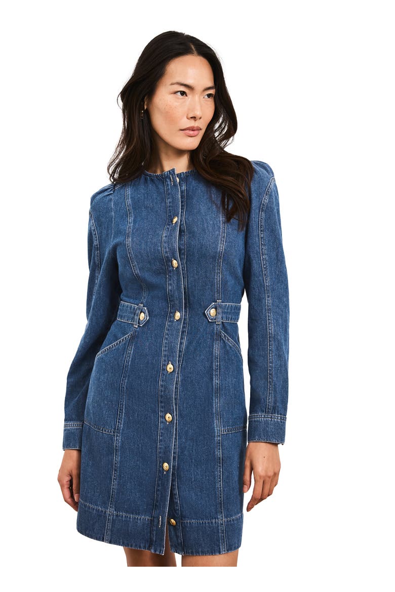 Denim Puff Sleeve Mini Dress, Alternate, color, Blue