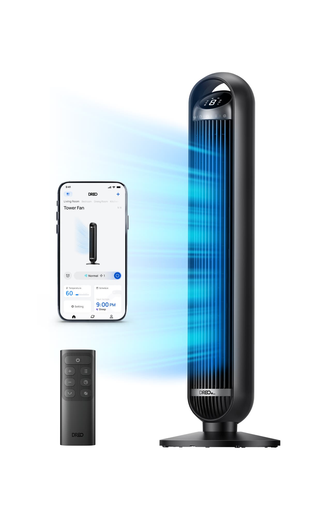 Dreo Smart 36-Inch Quiet Oscillating Tower Fan with Remote and WiFi ...