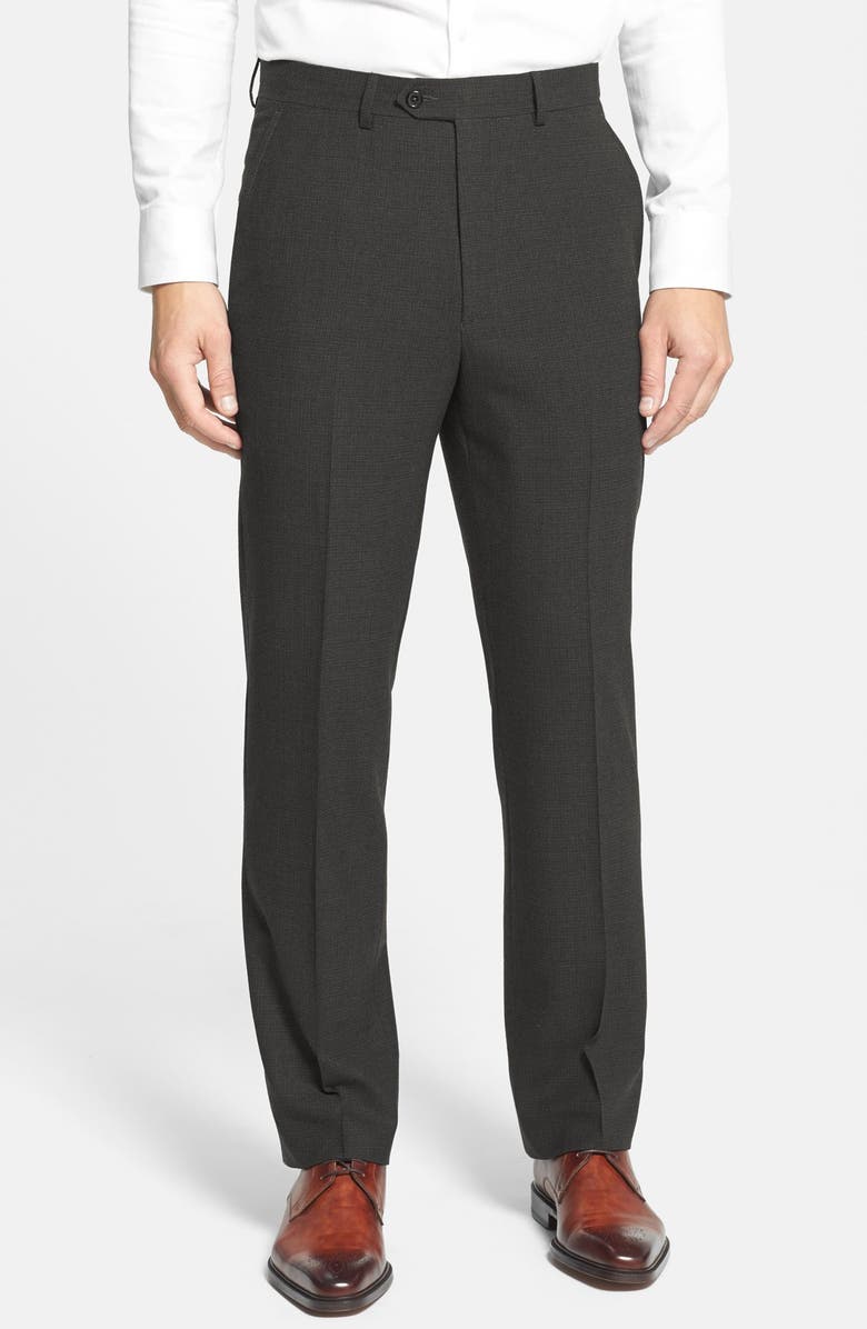 Santorelli Flat Front Windowpane Trousers, Main, color,
