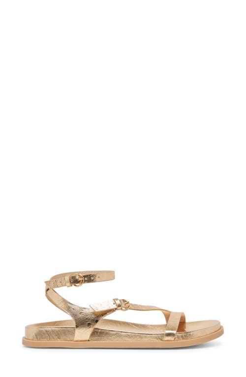 Dolce Vita Darlis Ankle Strap Sandal In Gold Distressed Leather
