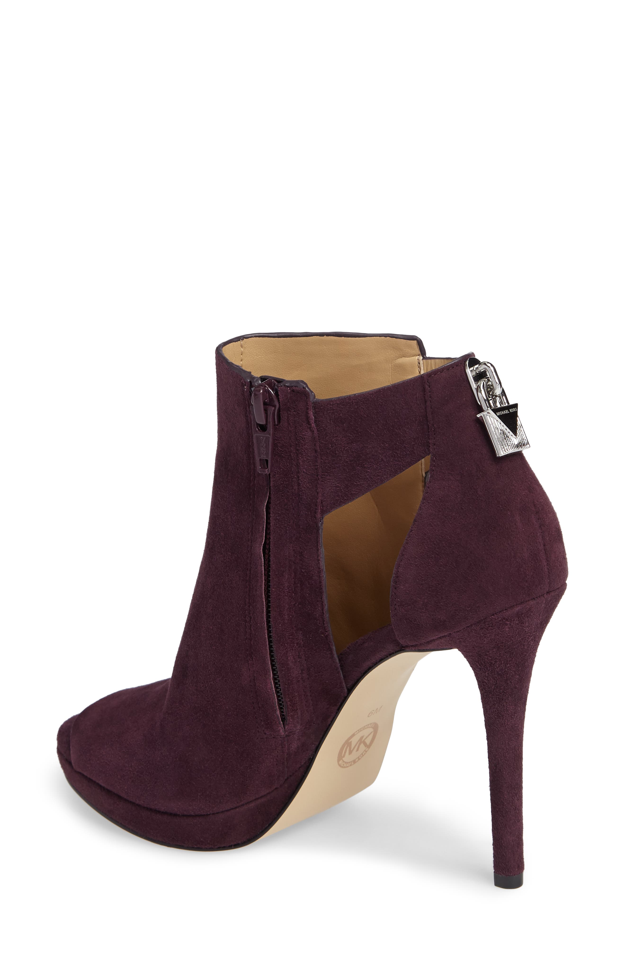 Mira Open Toe Platform Bootie, Alternate, color, DAMSON SUEDE