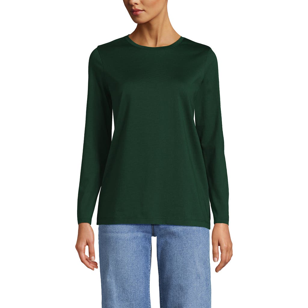 Lands' End Relaxed Supima Cotton Long Sleeve Crew Neck T-shirt In Green