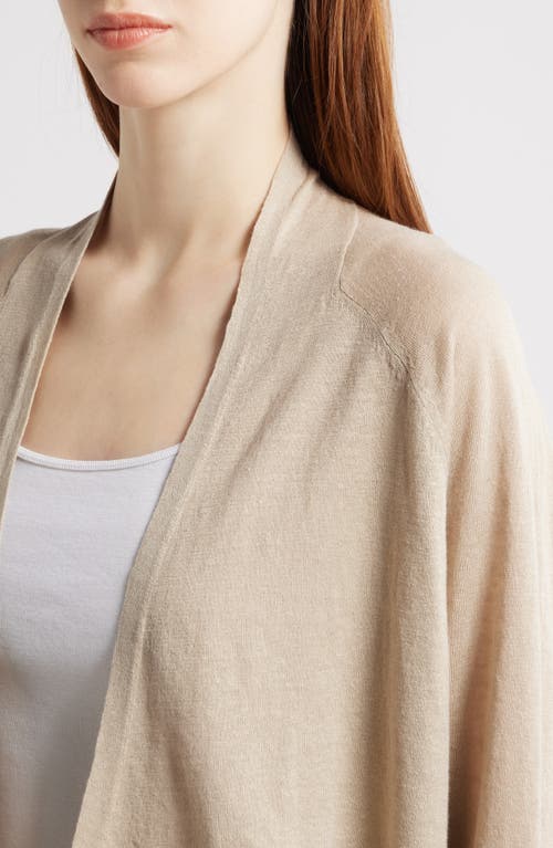 Eileen Fisher Raglan Sleeved Linen Blend High Collar Cardigan In Neutral