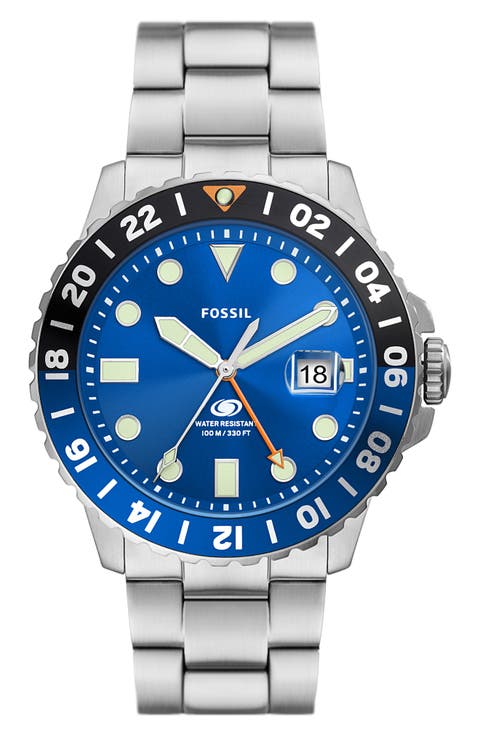 Blue GMT Bracelet Watch, 46mm