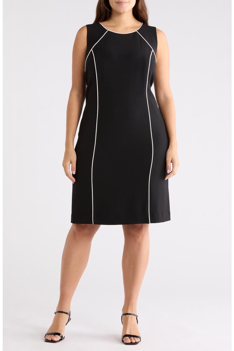 Raglan Piping Sleeveless Sheath Dress, Main, color, BLACK/ VANILLA ICE