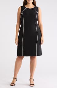 KASPER Raglan Piping Sleeveless Sheath Dress