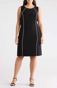 KASPER Raglan Piping Sleeveless Sheath Dress