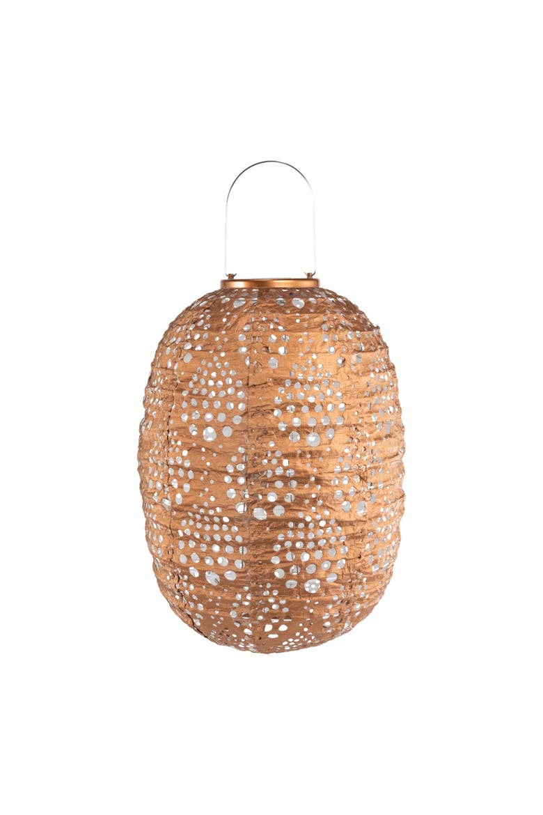 Stella Luxe Barrel Dewdrop Copper LED Lantern, Main, color, Copper