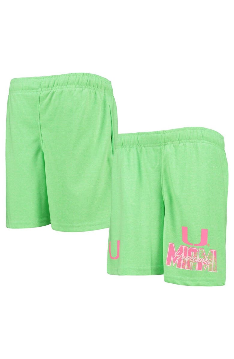 Outerstuff Youth Green Miami Hurricanes Super Fresh Neon Daze Shorts, Main, color, 