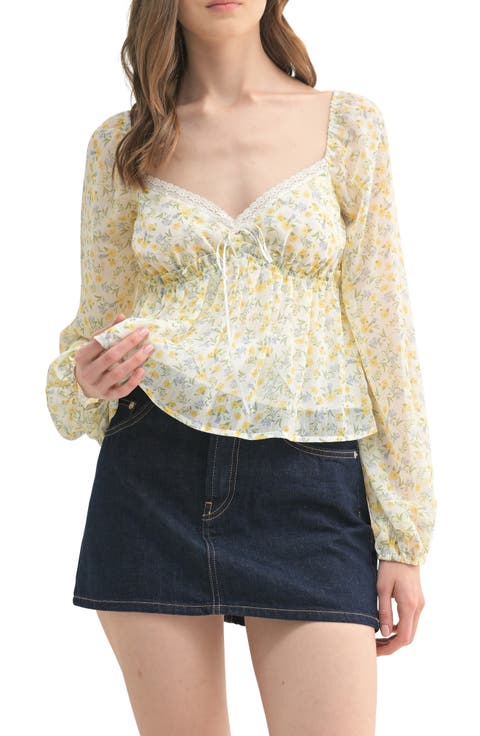 Floral Lace Sweetheart Neck Top