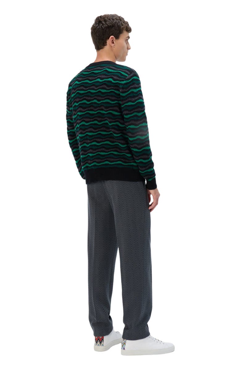Missoni Cardigan In Pure Wool With Wave Stitch, Alternate, color, Green