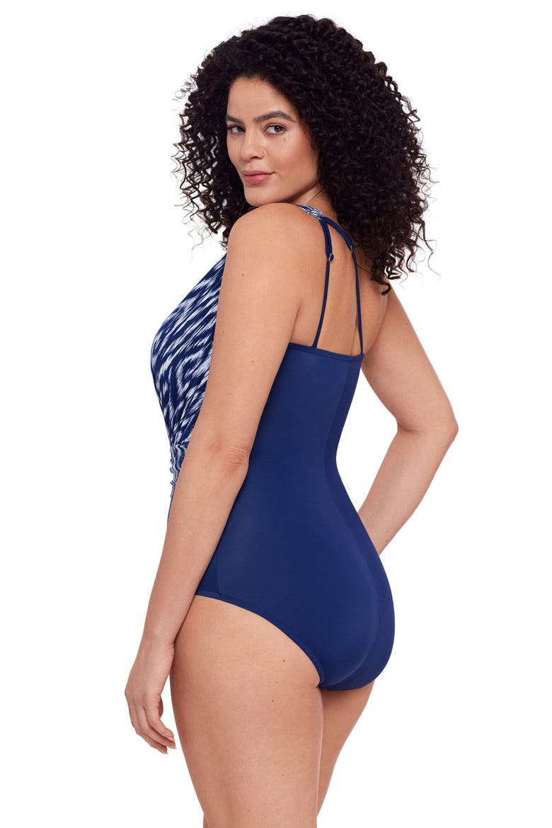 Heather One Shoulder One-Piece Control Swimsuit, Alternate, color, Moroccan Maze