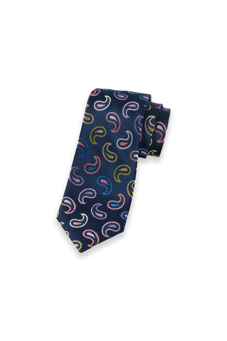 Patterned Woven Silk Tie, Main, color, Dark Navy Multi