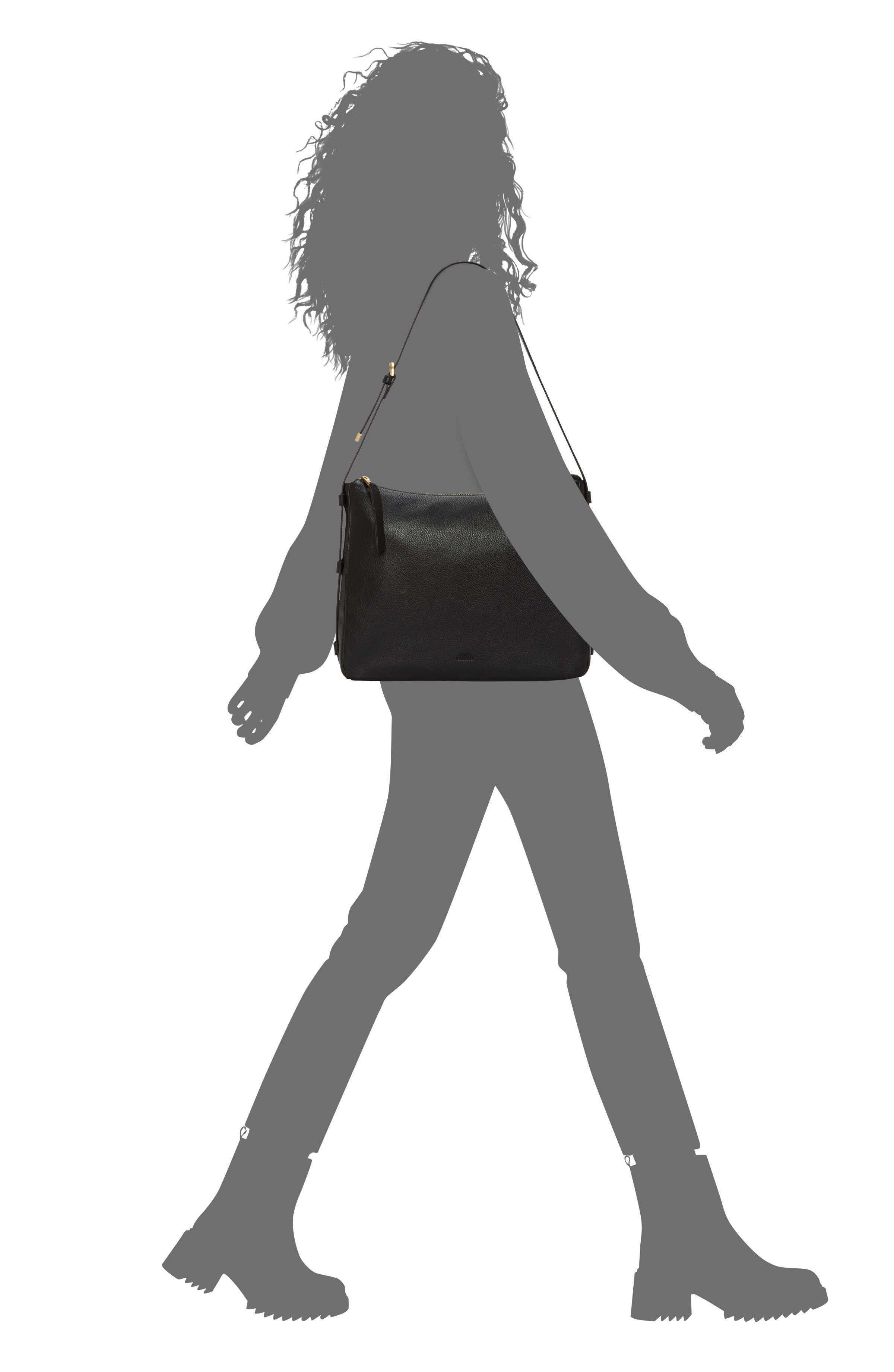 Vince Camuto Noemi Leather Shoulder Bag, Alternate, color, Black