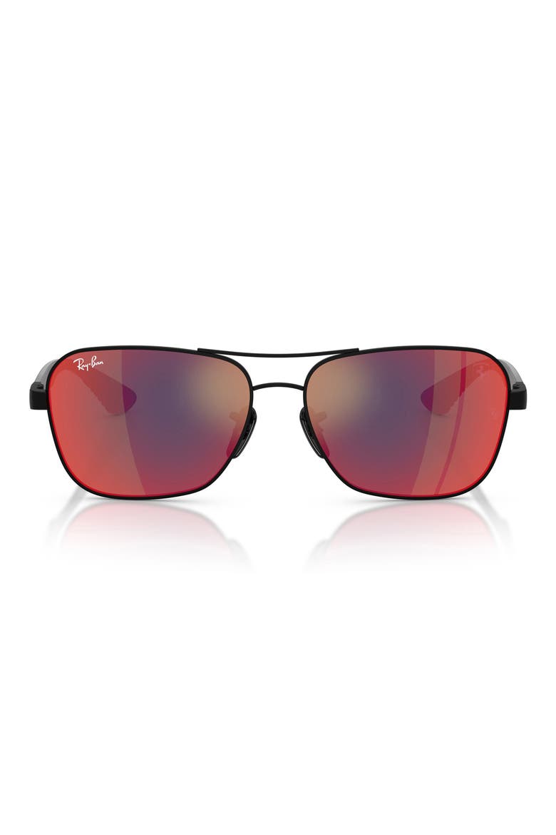 x Scuderia Ferrari 58mm Square Sunglasses, Main, color, MATTE BLACK / DARK GREY