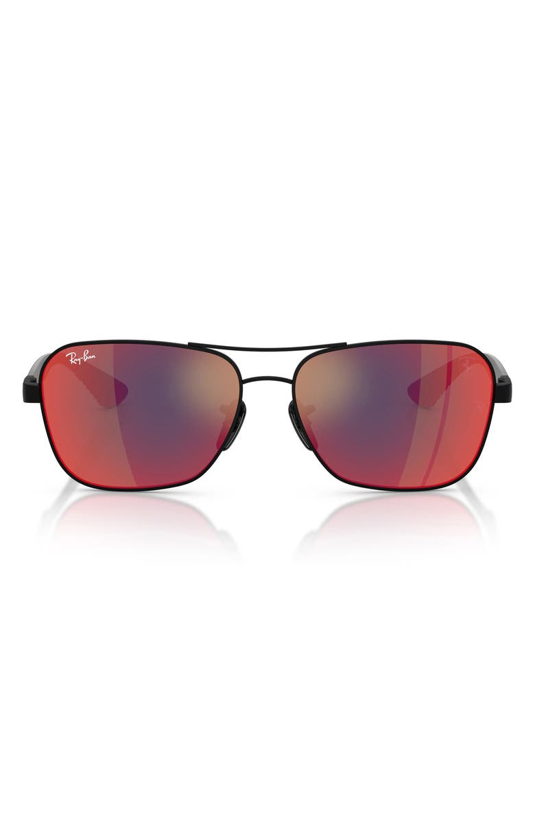 Ray-Ban x Scuderia Ferrari 58mm Square Sunglasses, Main, color, Matte Black / Dark Grey