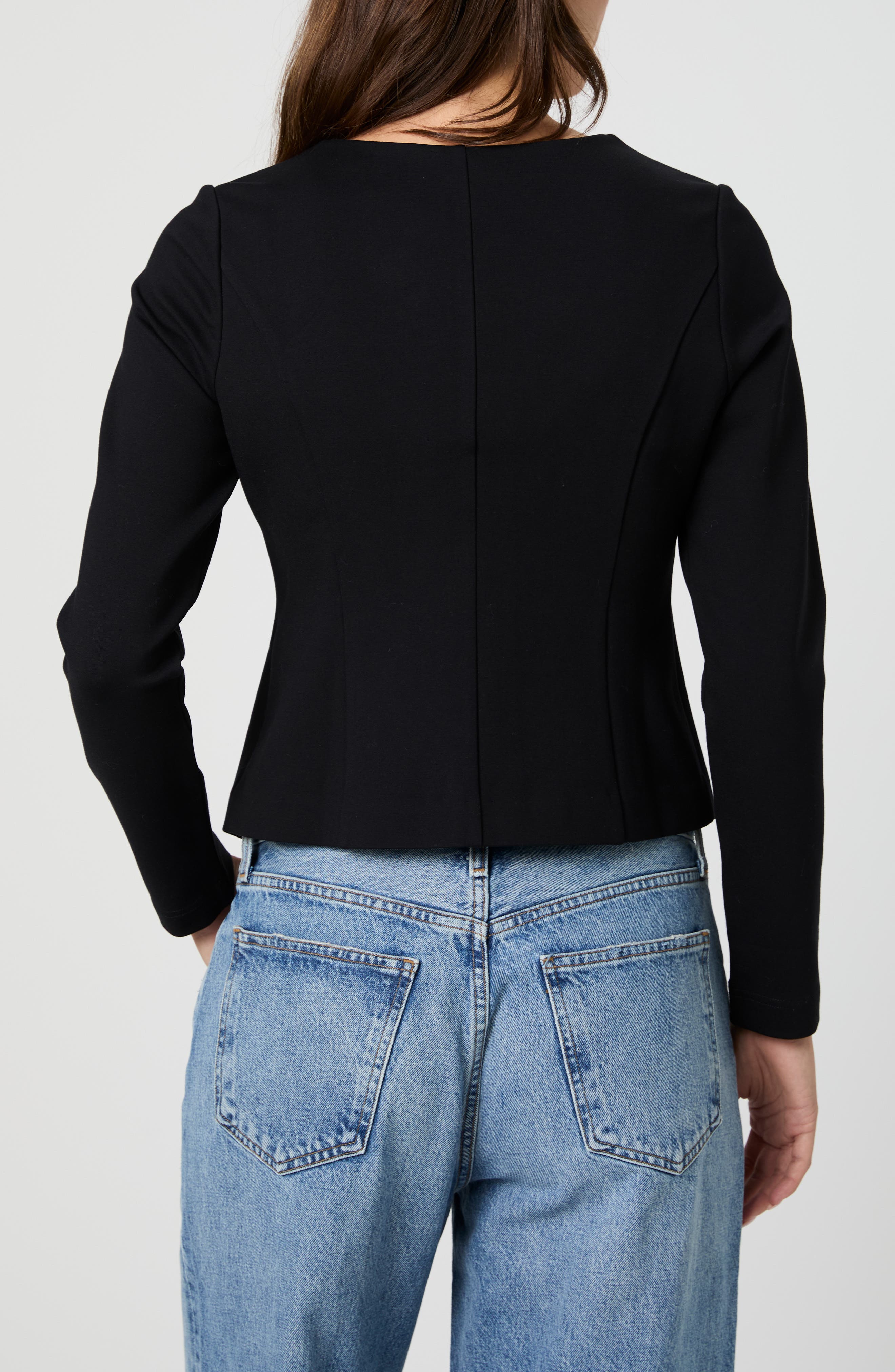 Square Neck Long Sleeve Ponte Top - image 2