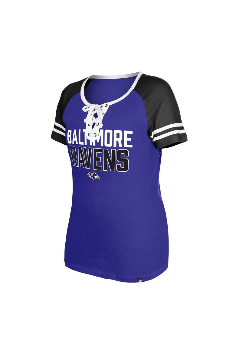 Women's New Era  Purple Baltimore Ravens Raglan Lace-Up T-Shirt, Alternate, color, Purple