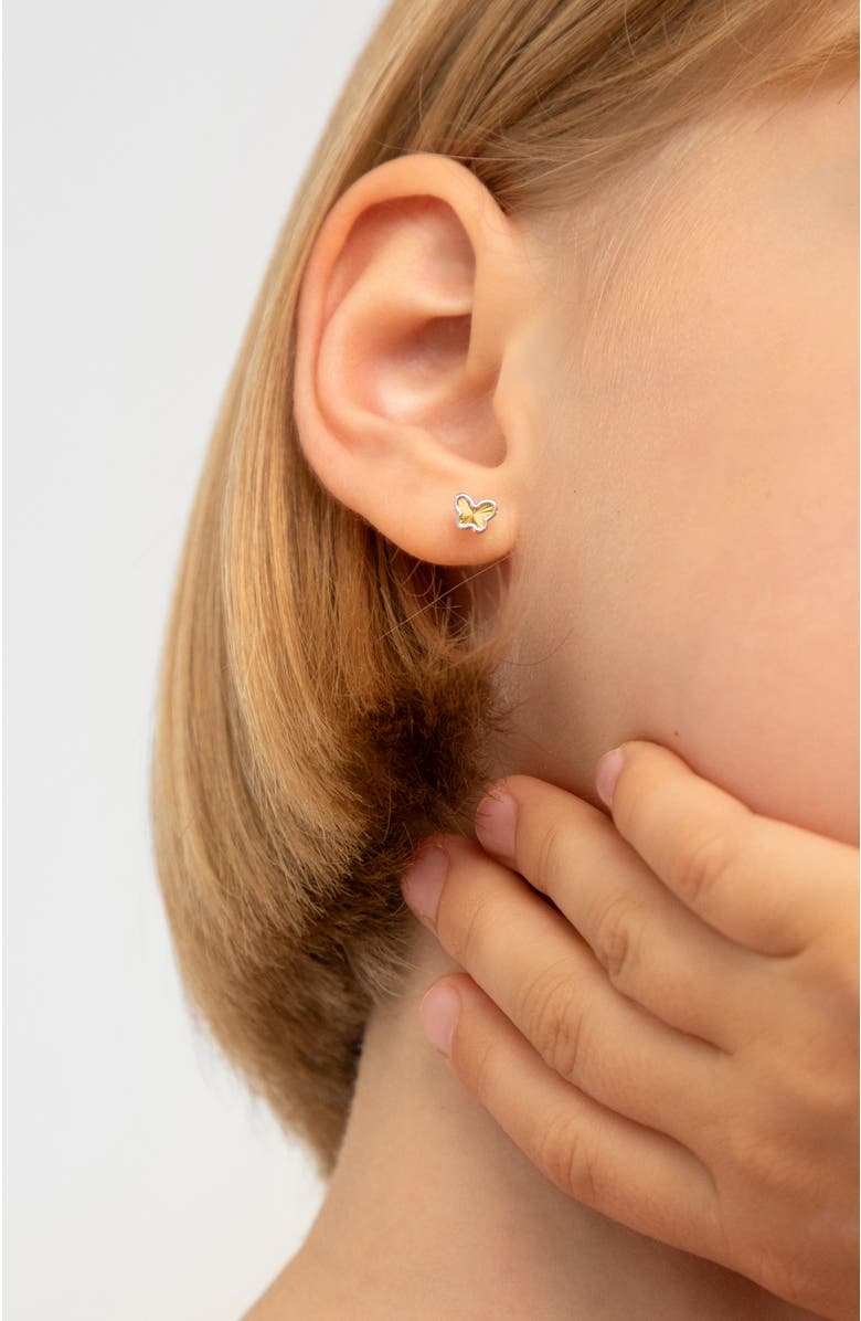 In Season Jewelry 14k Two Tone Butterfly Earrings, Alternate, color, Gold