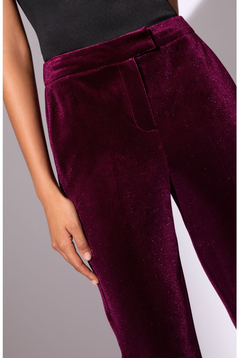 Velvet Flare Pants, Alternate, color, BURGUNDY RED