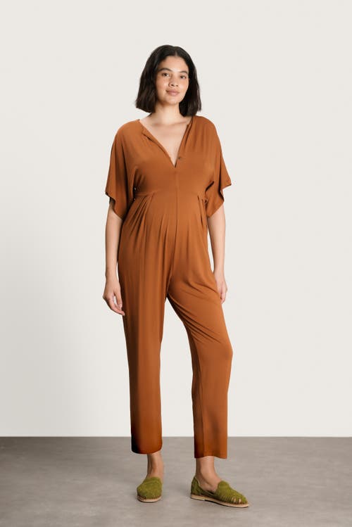 Nom Maternity Filipa Nursing Jumpsuit In Brown