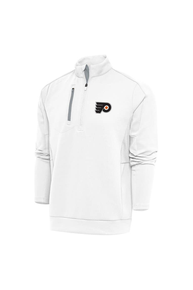 Men's Antigua White Philadelphia Flyers Special Edition 2.0 Generation Quarter-Zip Pullover Top, Main, color, White