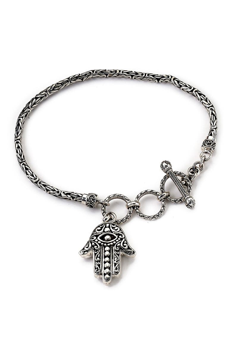 SAMUEL B. Sterling Silver Byzantine Hamsa Bracelet, Main, color, 