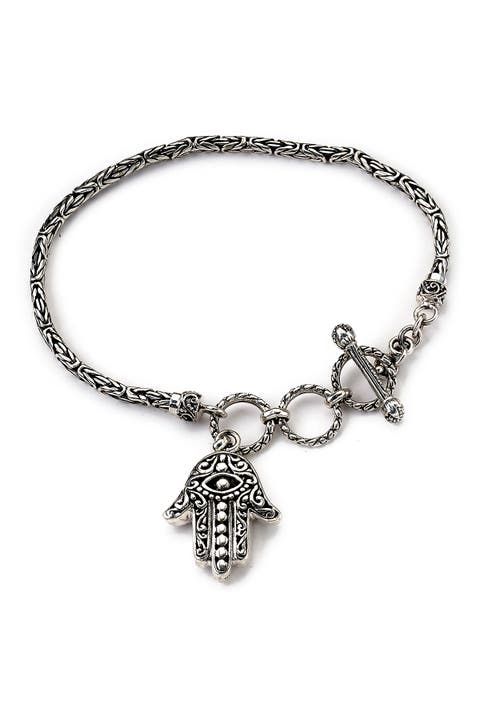 Sterling Silver Byzantine Hamsa Bracelet