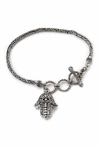 Sterling Silver Byzantine Hamsa Bracelet