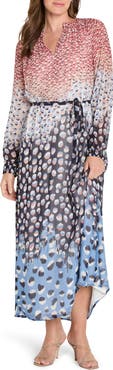 NIC+ZOE Blue Dahlia Long Sleeve Maxi Dress