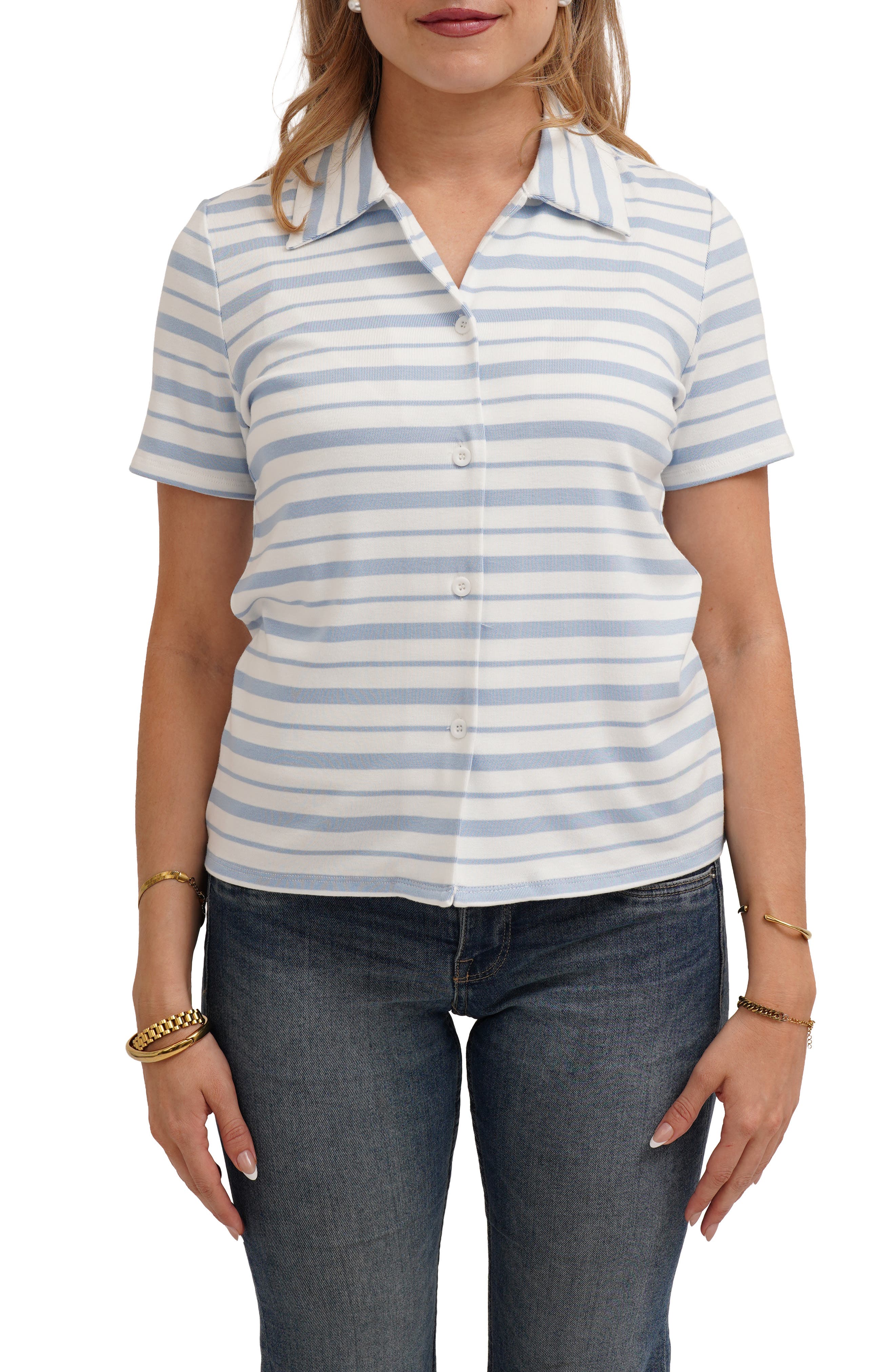 CYRUS Striped Button Front Shirt