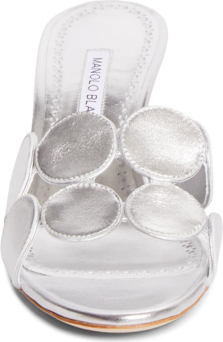 Manolo Blahnik Haribalmu Kitten Heel Sandal, Alternate, color, Silver