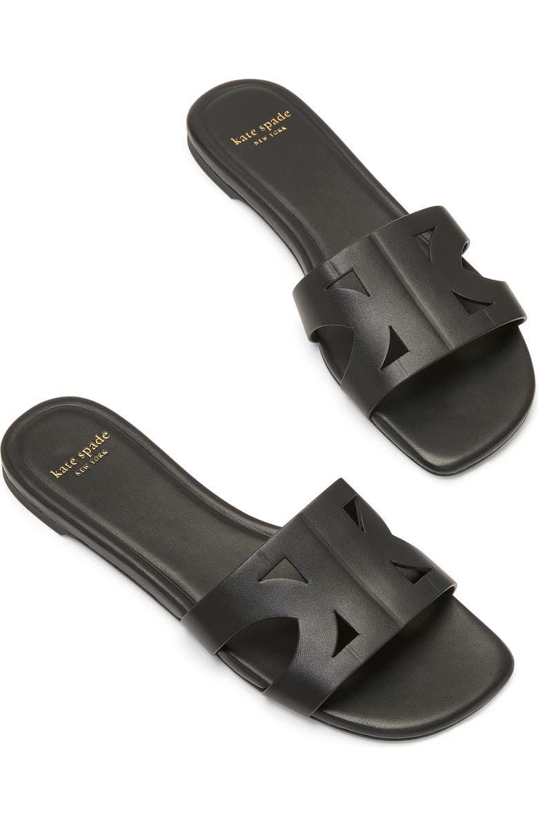 Kate Spade New York duo smooth leather slide sandal, Alternate, color, Black