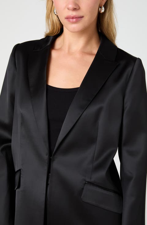 Maelys Oversized Stretch Satin Blazer