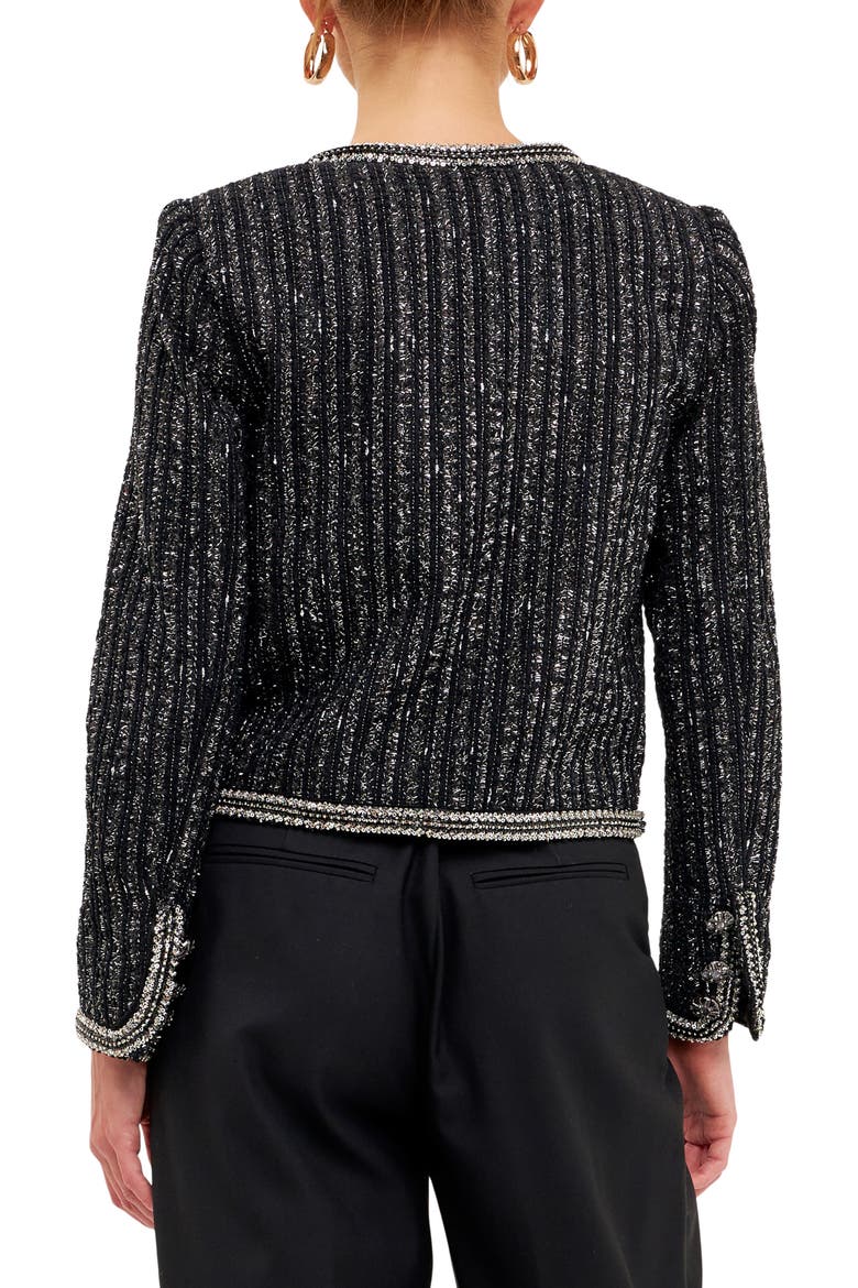 Premium Sequin Tweed Jacket, Alternate, color, BLACK