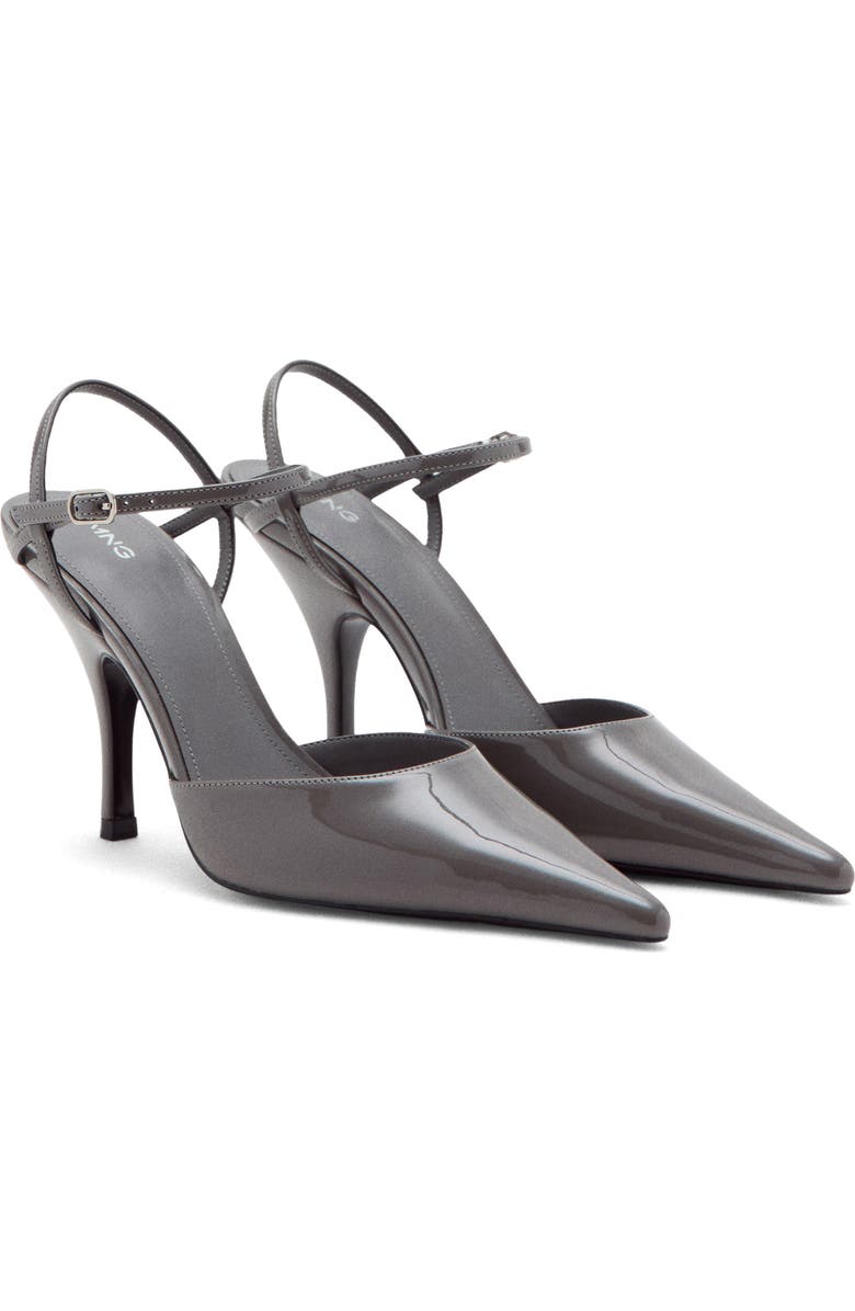 MANGO Ankle Strap Pointed Toe Slingback Pump, Main, color, Grey