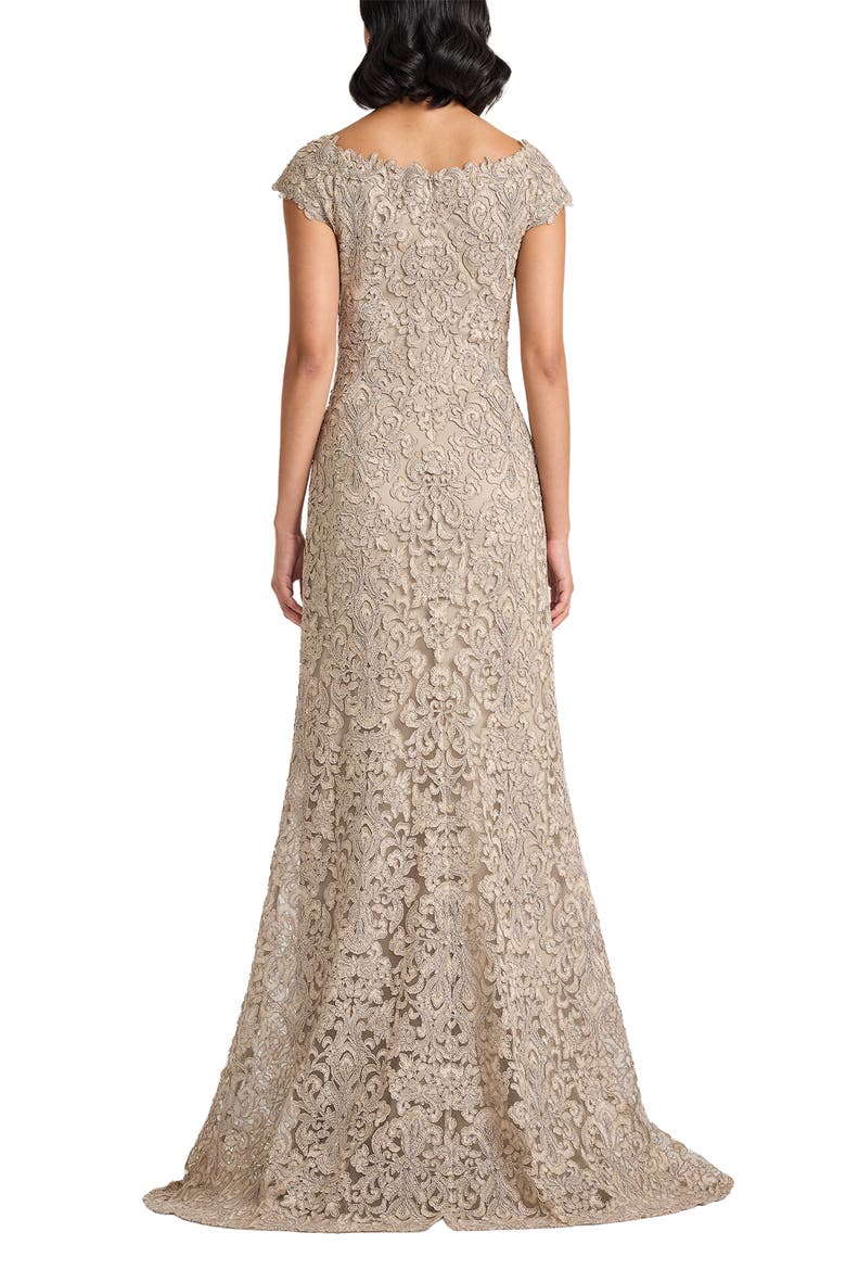 Bateau Neck Lace Gown, Alternate, color, PUMICE