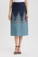 Ming Wang Flared Linear Ombre Soft Knit Midi Skirt