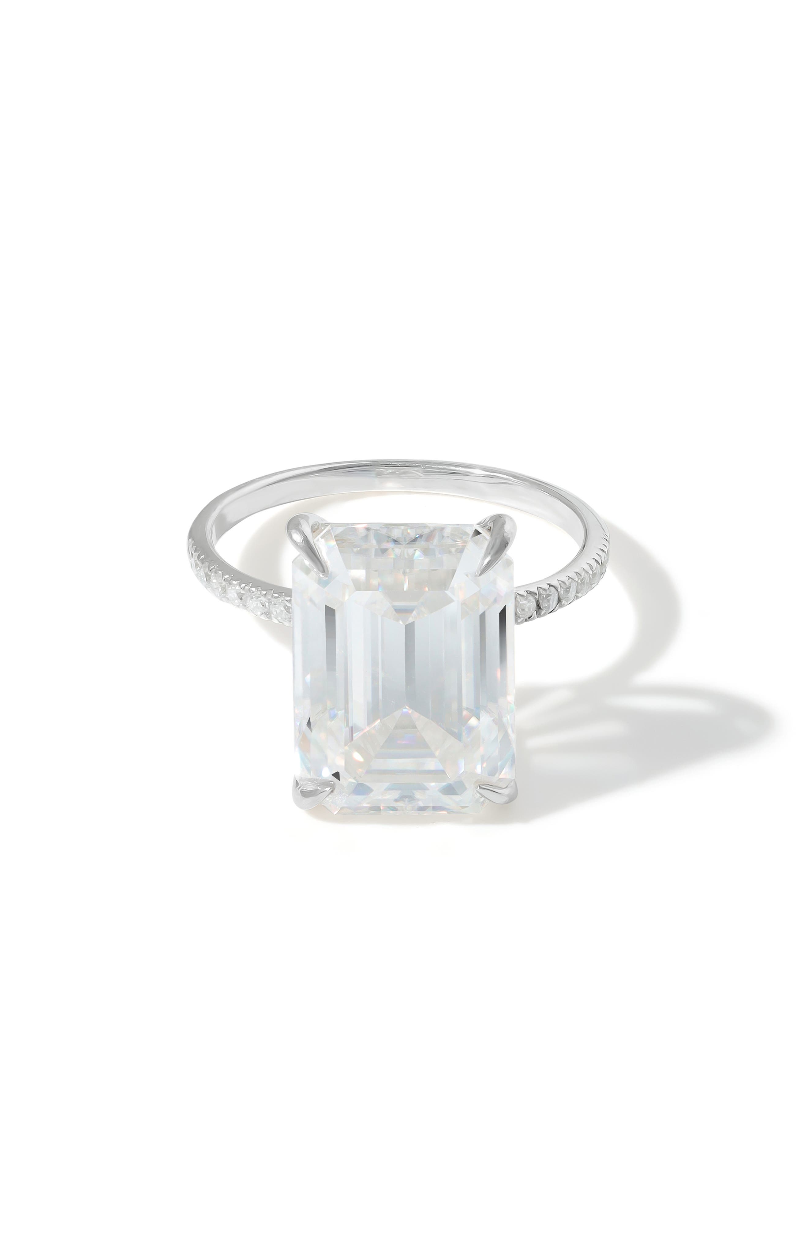 Emerald Cut Lab Created Moissanite Ring