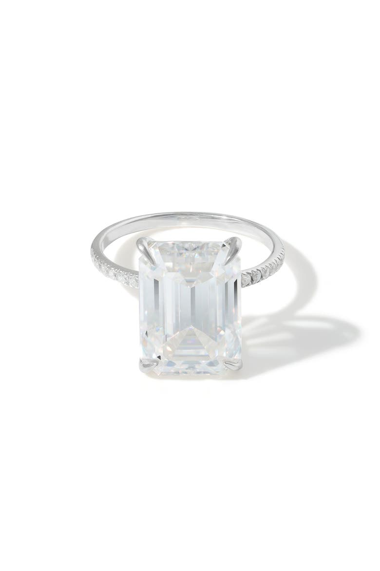 Emerald Cut Lab Created Moissanite Ring, Main, color, WHITE