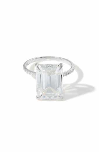 Emerald Cut Lab Created Moissanite Ring